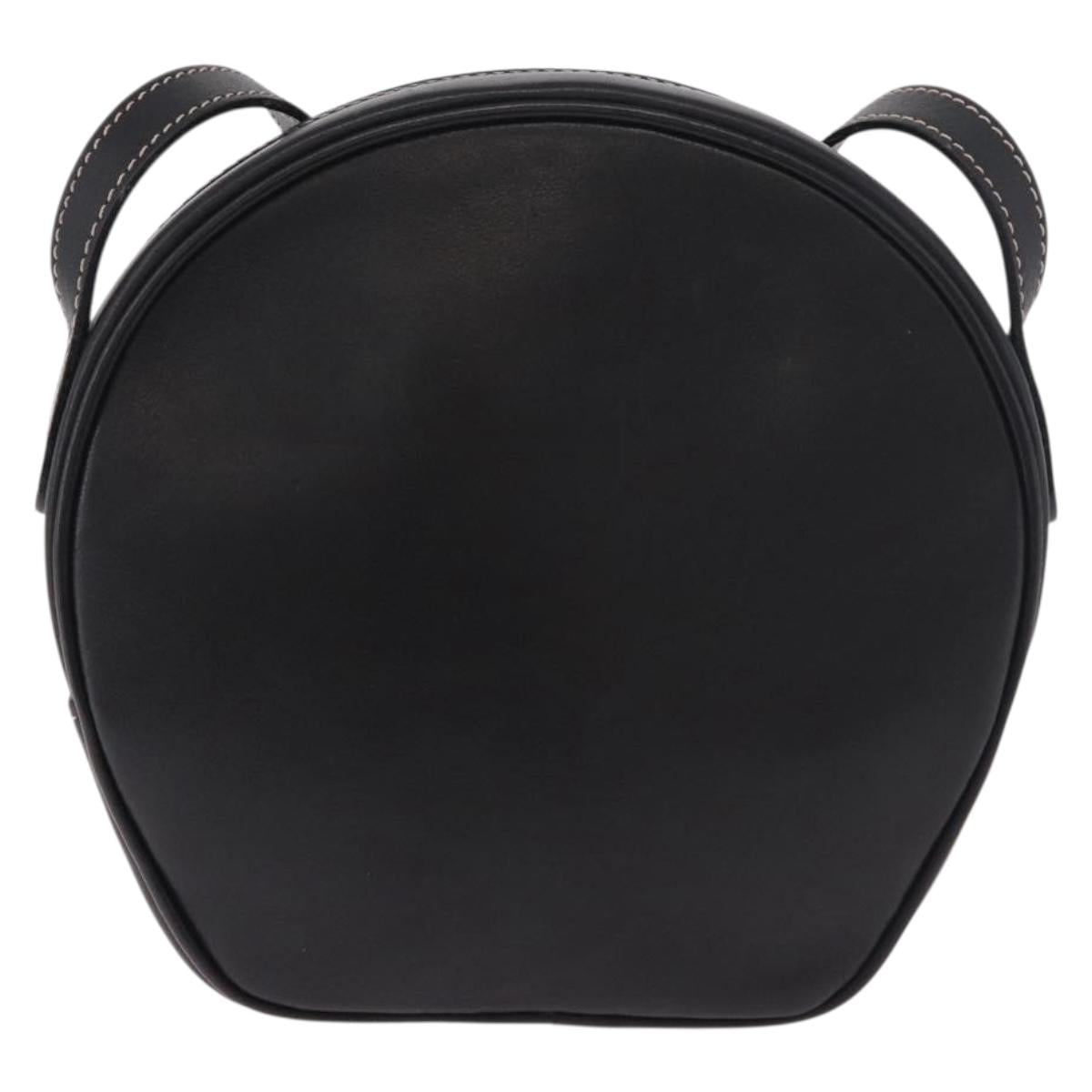 CELINE Shoulder Bag Leather Black Gold Auth 184462A