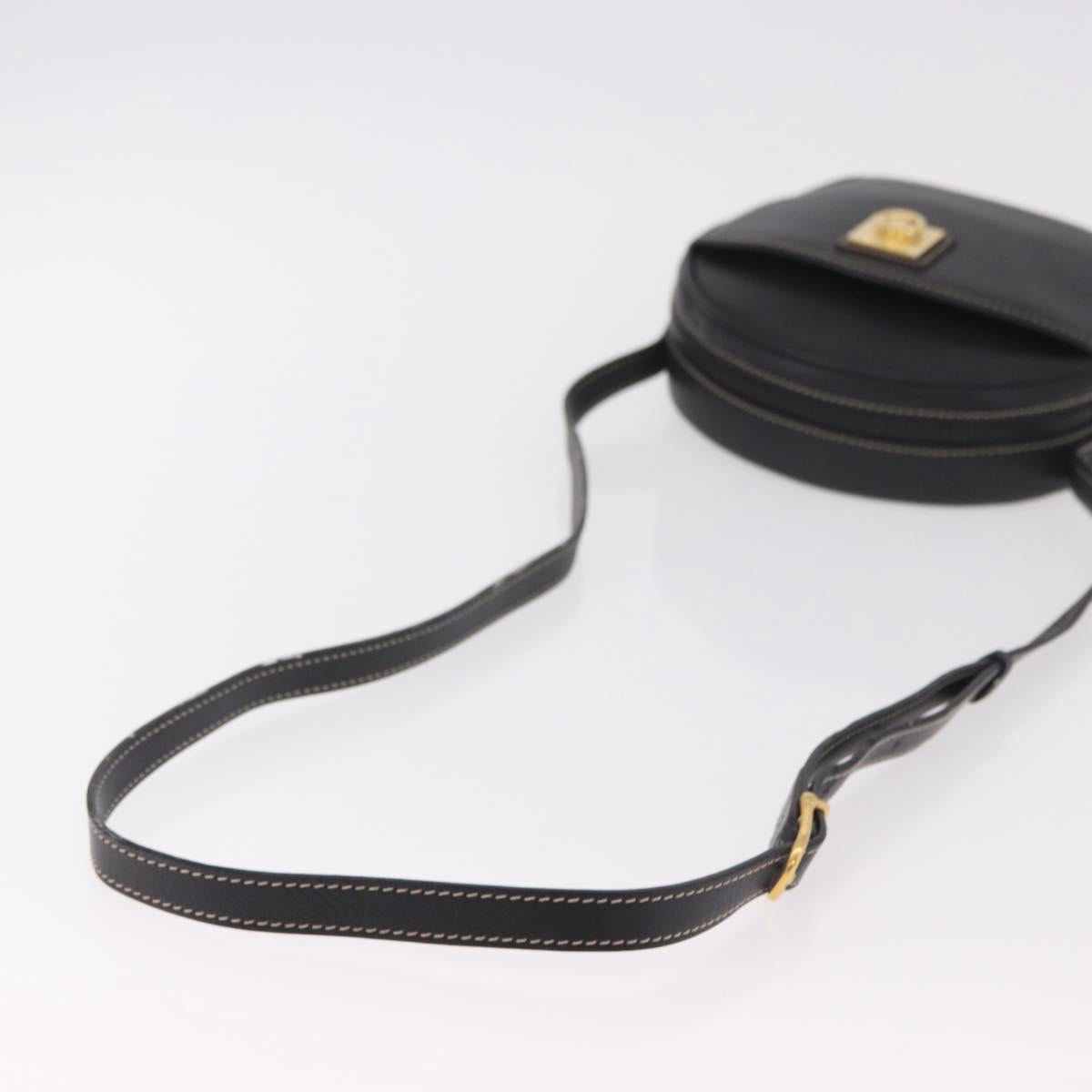 CELINE Shoulder Bag Leather Black Gold Auth 184462A