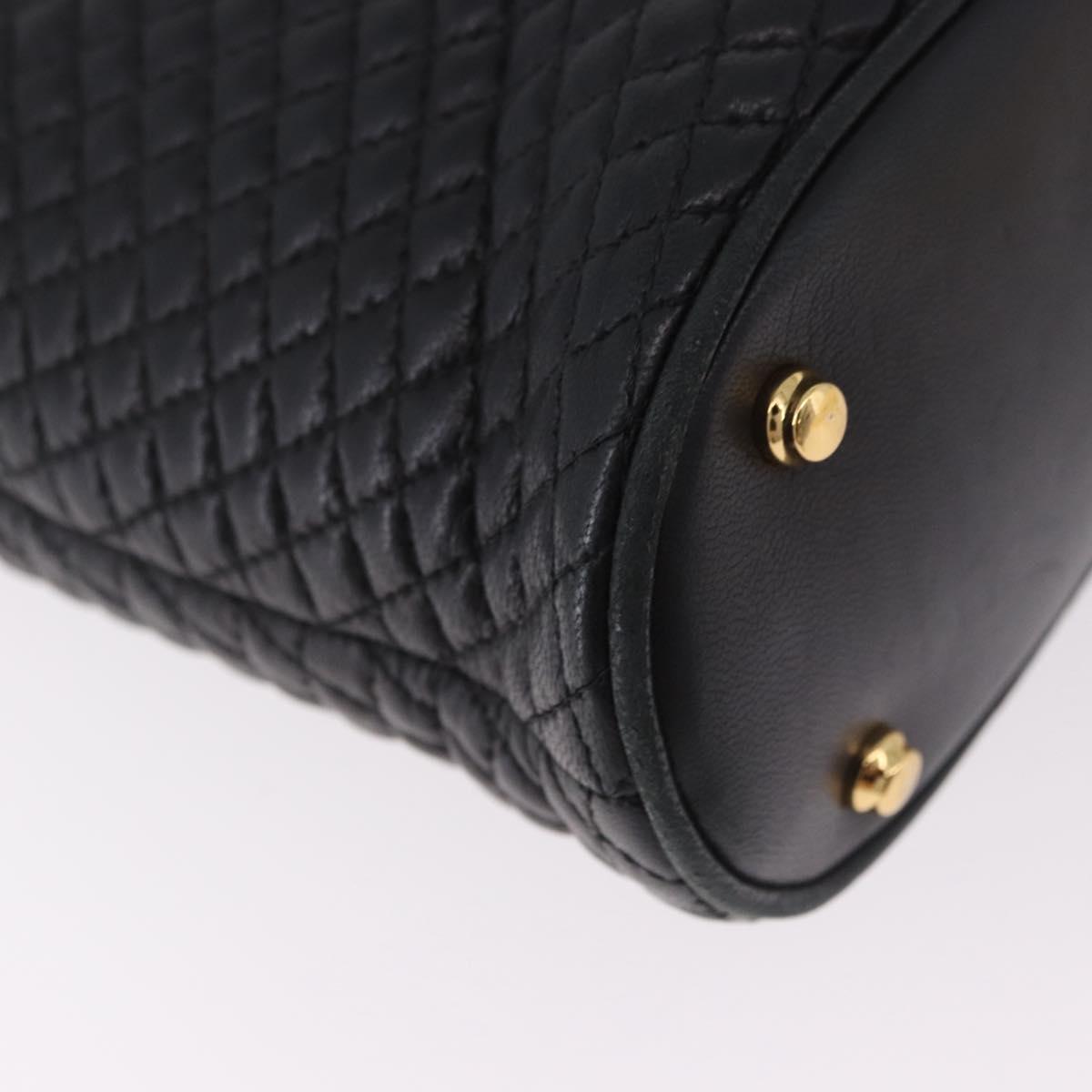 BALLY Chain Shoulder Bag Leather Black Gold Auth 184465