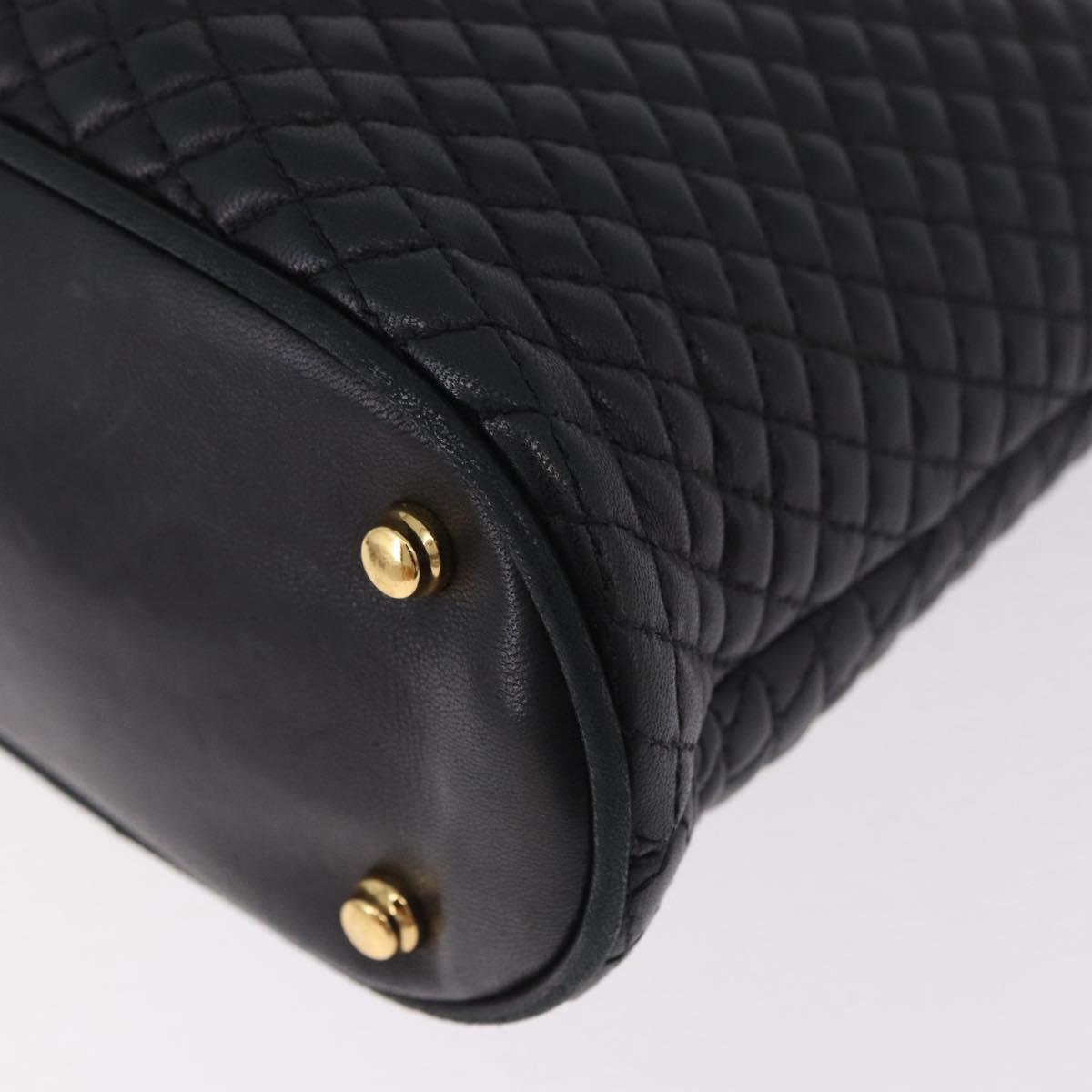 BALLY Chain Shoulder Bag Leather Black Gold Auth 184465