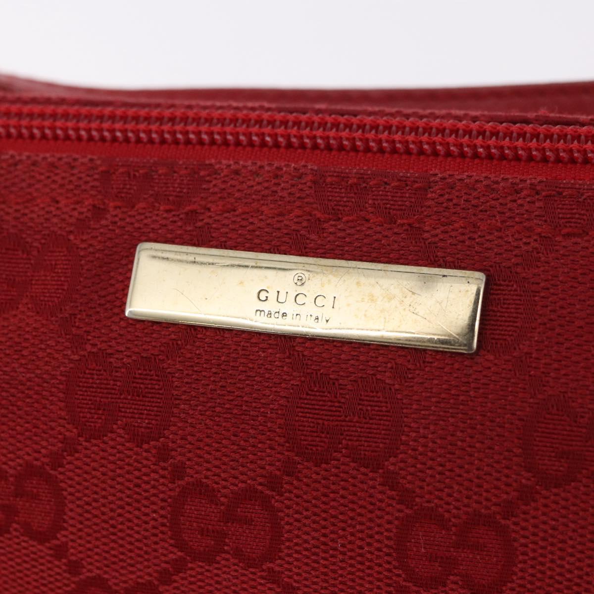 GUCCI GG Canvas Accessory Pouch Red Gold 039 1192 2123 Auth 184469