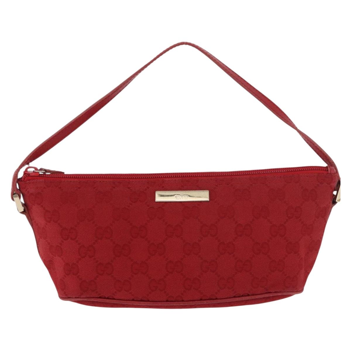 GUCCI GG Canvas Accessory Pouch Red Gold 039 1192 2123 Auth 184469