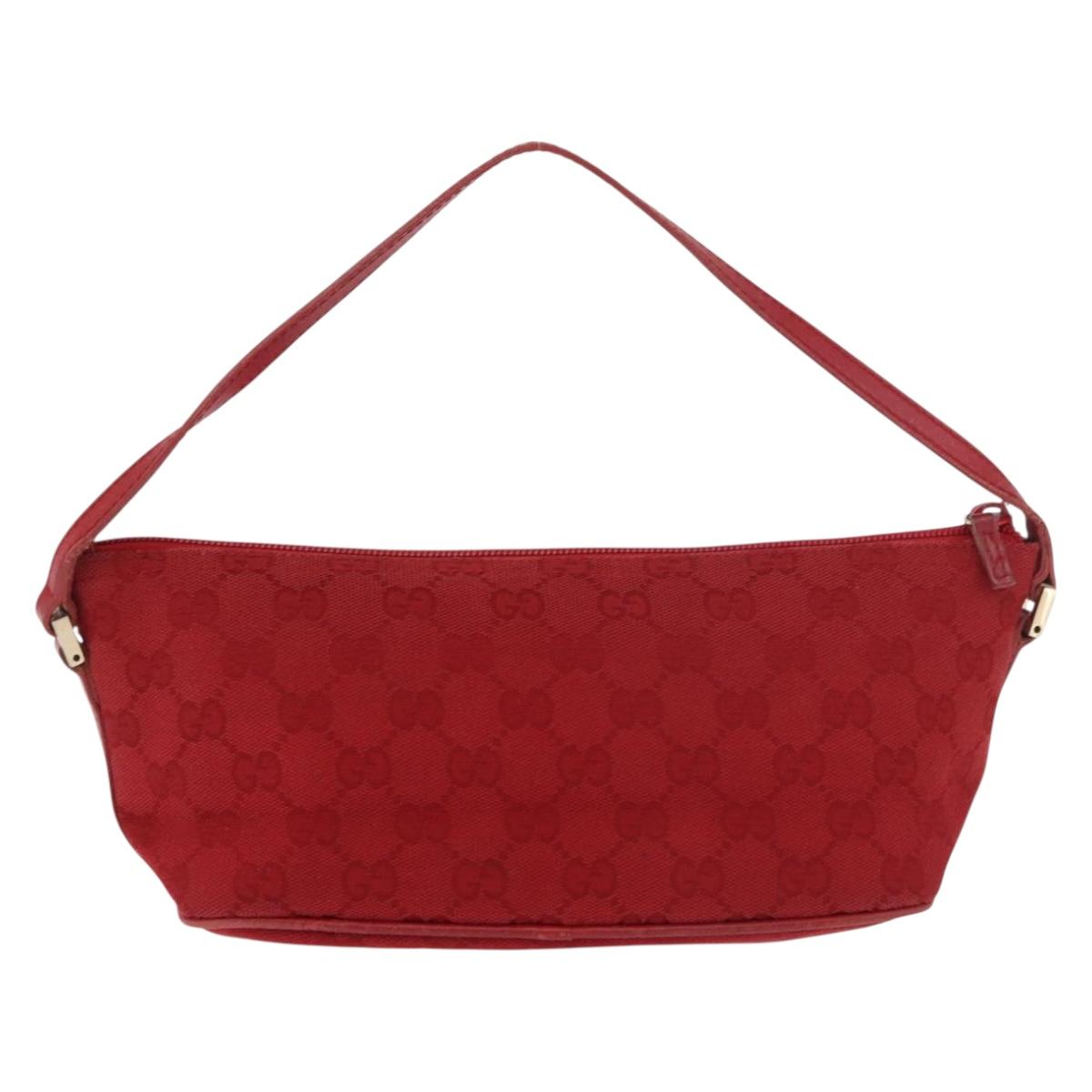 GUCCI GG Canvas Accessory Pouch Red Gold 039 1192 2123 Auth 184469