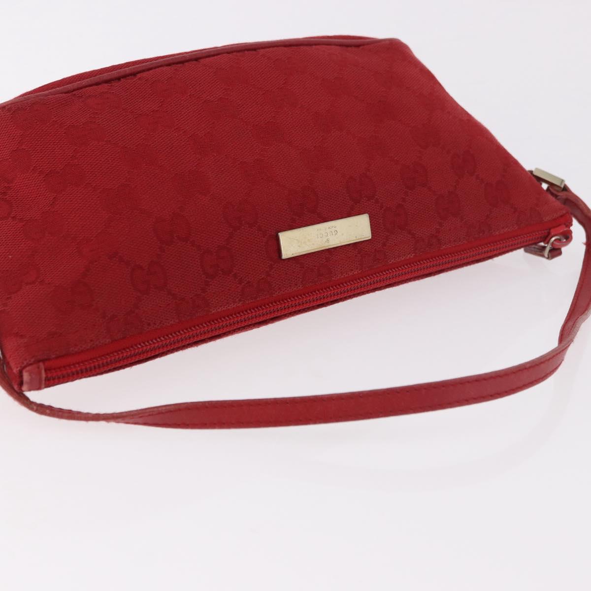 GUCCI GG Canvas Accessory Pouch Red Gold 039 1192 2123 Auth 184469