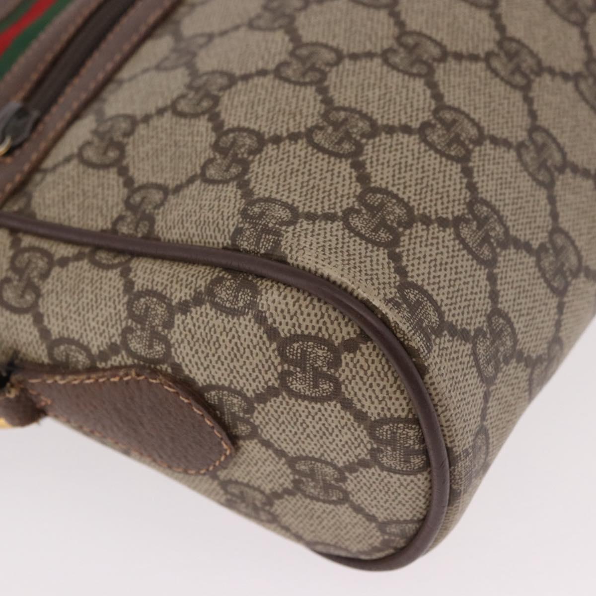 GUCCI GG Supreme Web Sherry Line Shoulder Bag PVC Beige Red Auth 184470