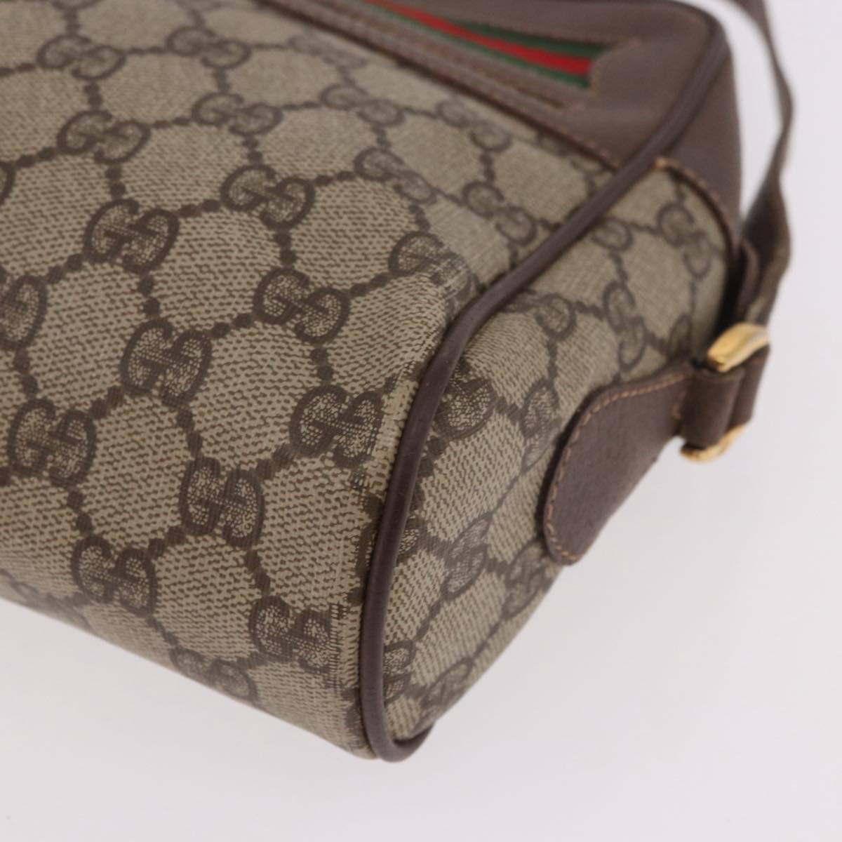 GUCCI GG Supreme Web Sherry Line Shoulder Bag PVC Beige Red Auth 184470