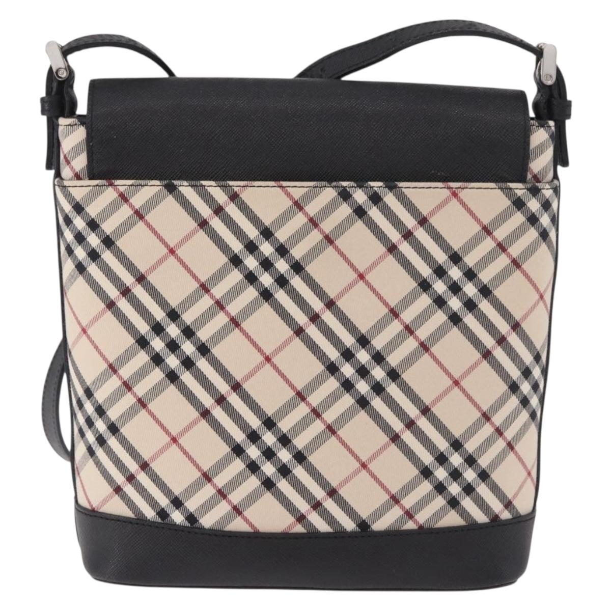 BURBERRY Nova Check Shoulder Bag Canvas Beige Silver Auth 184471A