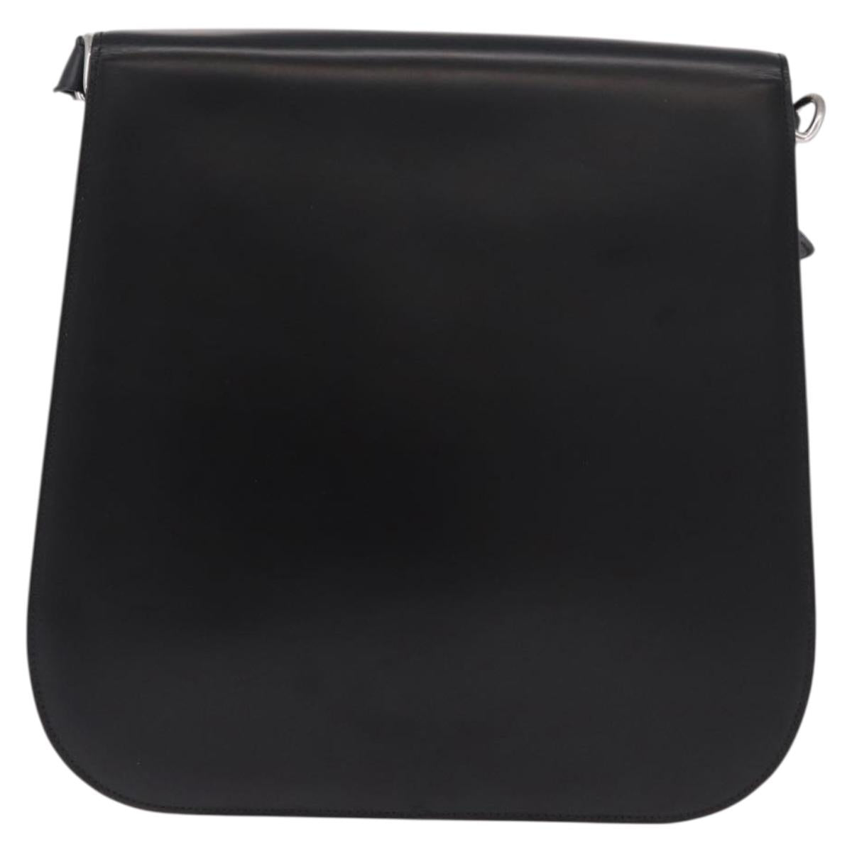 Burberrys Shoulder Bag Leather Black Silver Auth 184472A