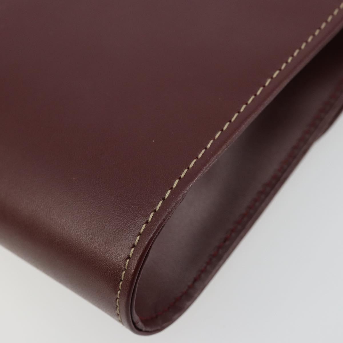 CARTIER Must Line Clutch Bag Leather Bordeaux Gold Auth 184473A