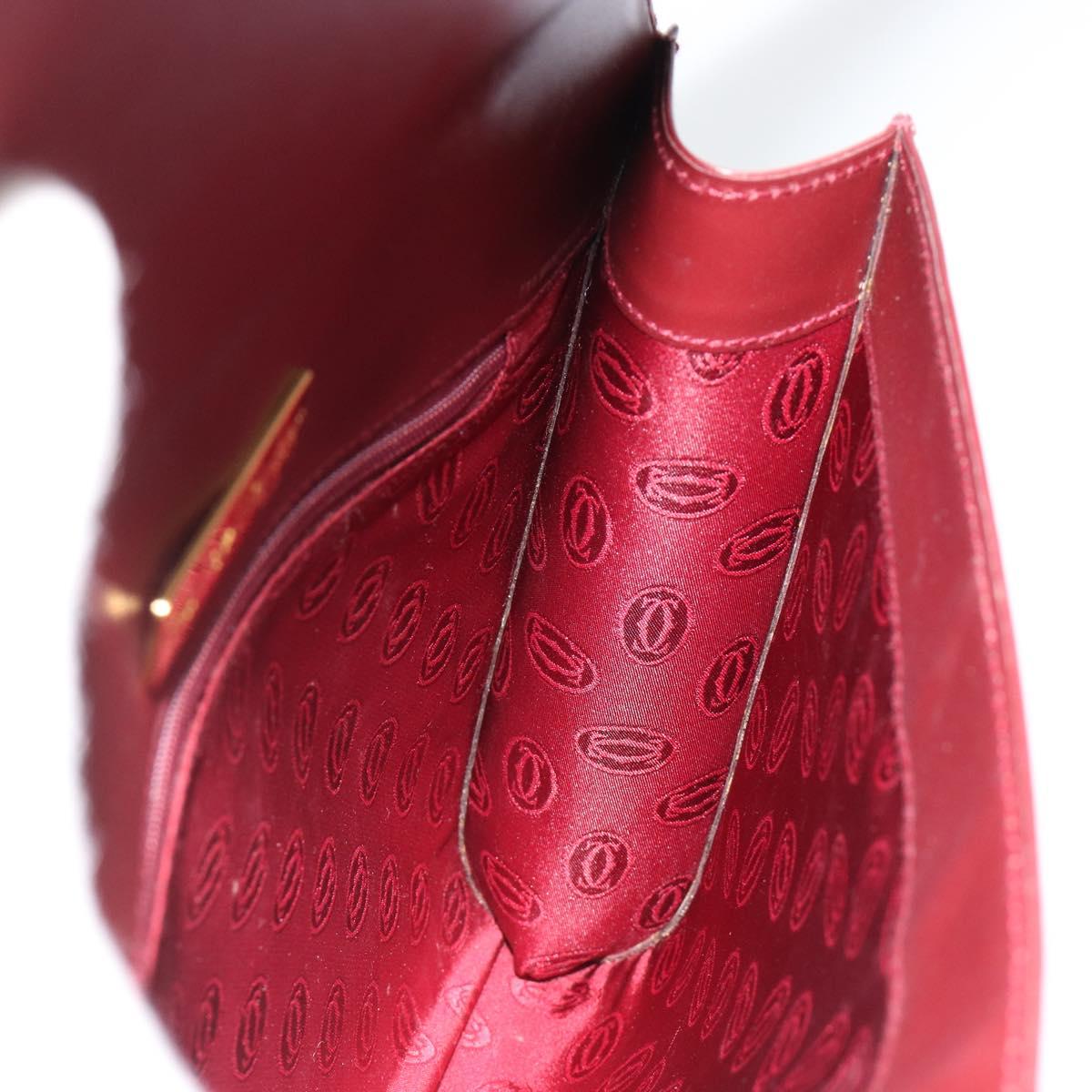 CARTIER Must Line Clutch Bag Leather Bordeaux Gold Auth 184473A