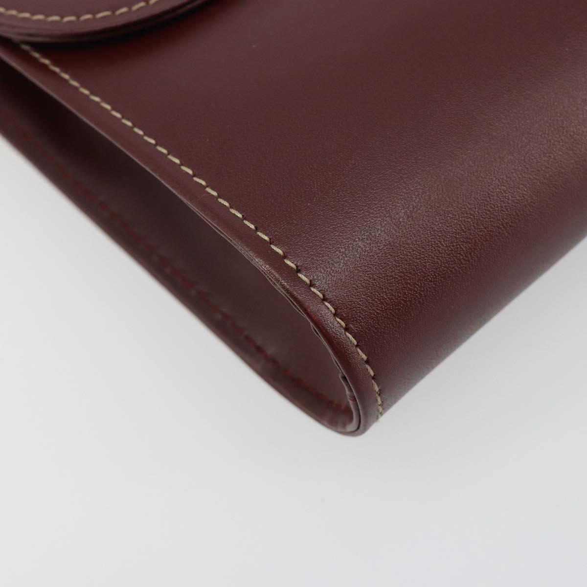 CARTIER Must Line Clutch Bag Leather Bordeaux Gold Auth 184473A