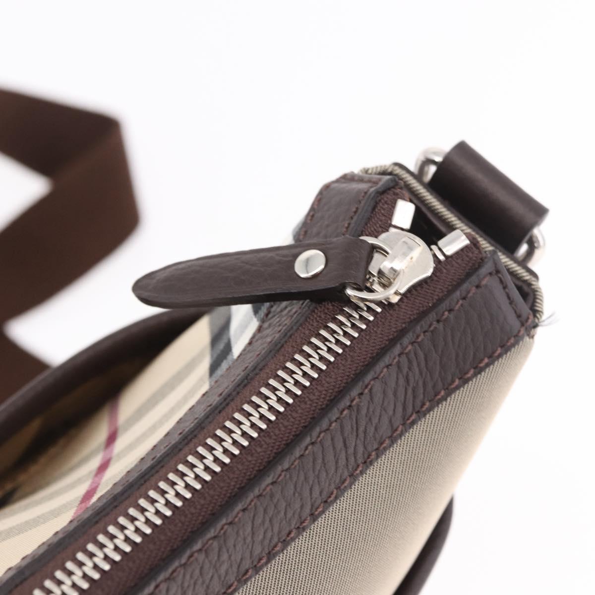 BURBERRY Nova Check Shoulder Bag Canvas Beige Silver Auth 184474A