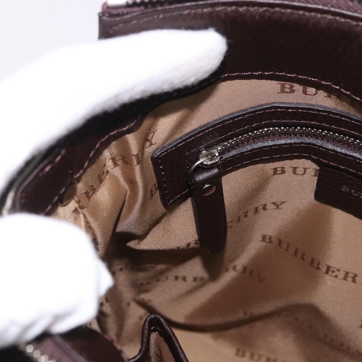 BURBERRY Nova Check Shoulder Bag Canvas Beige Silver Auth 184474A