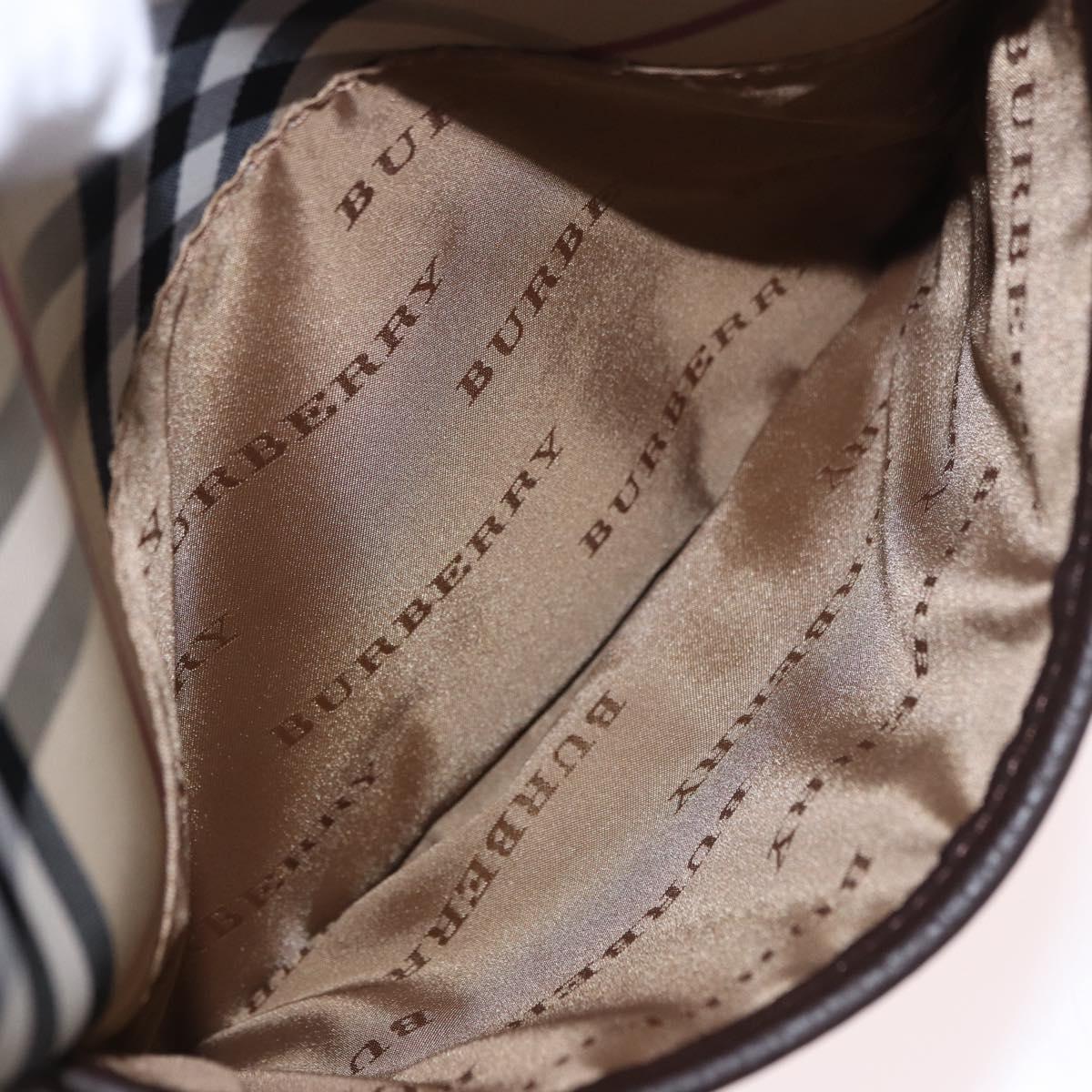 BURBERRY Nova Check Shoulder Bag Canvas Beige Silver Auth 184474A