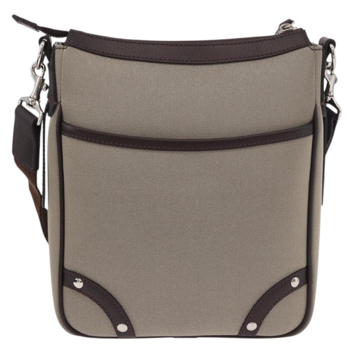BURBERRY Nova Check Shoulder Bag Canvas Beige Silver Auth 184474A