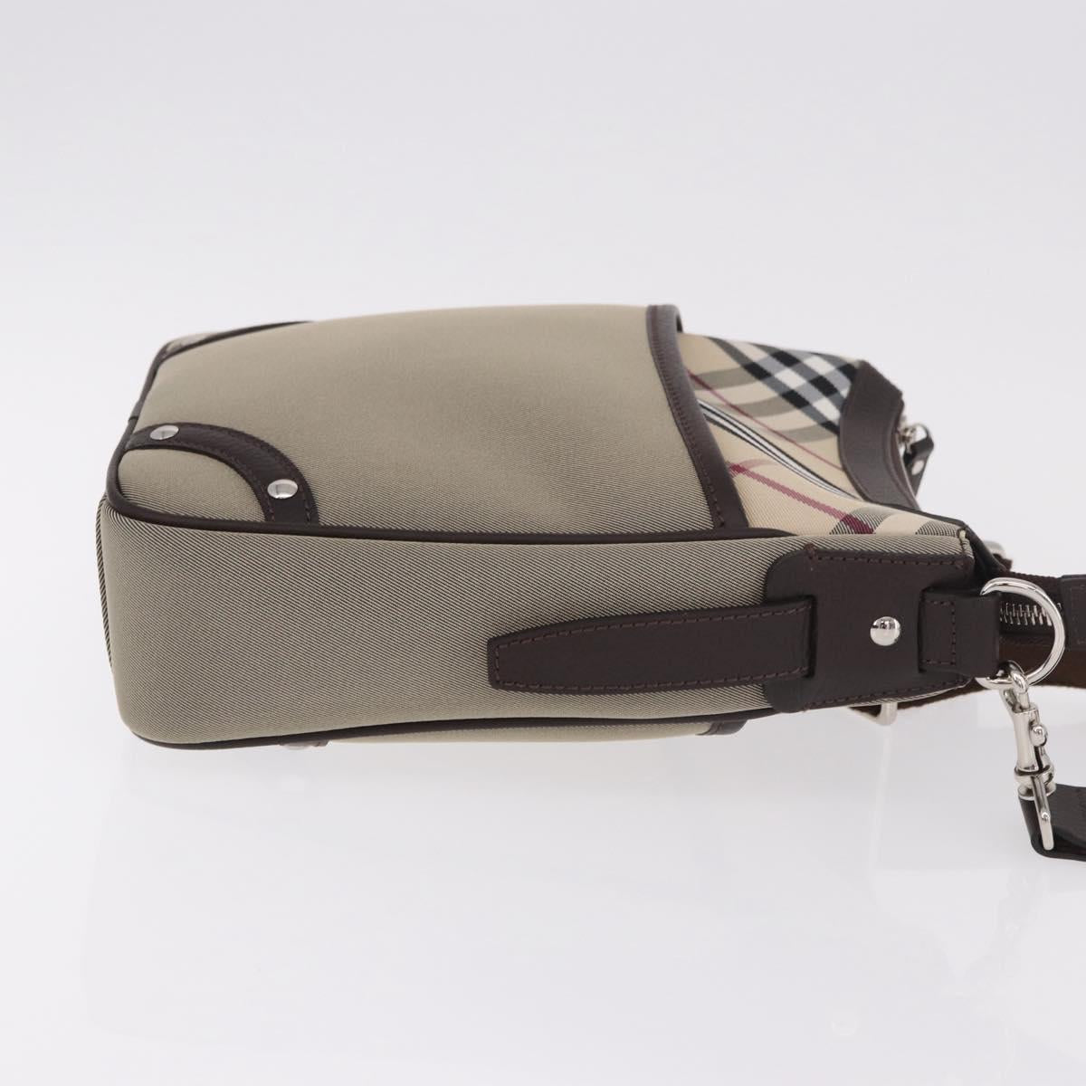 BURBERRY Nova Check Shoulder Bag Canvas Beige Silver Auth 184474A