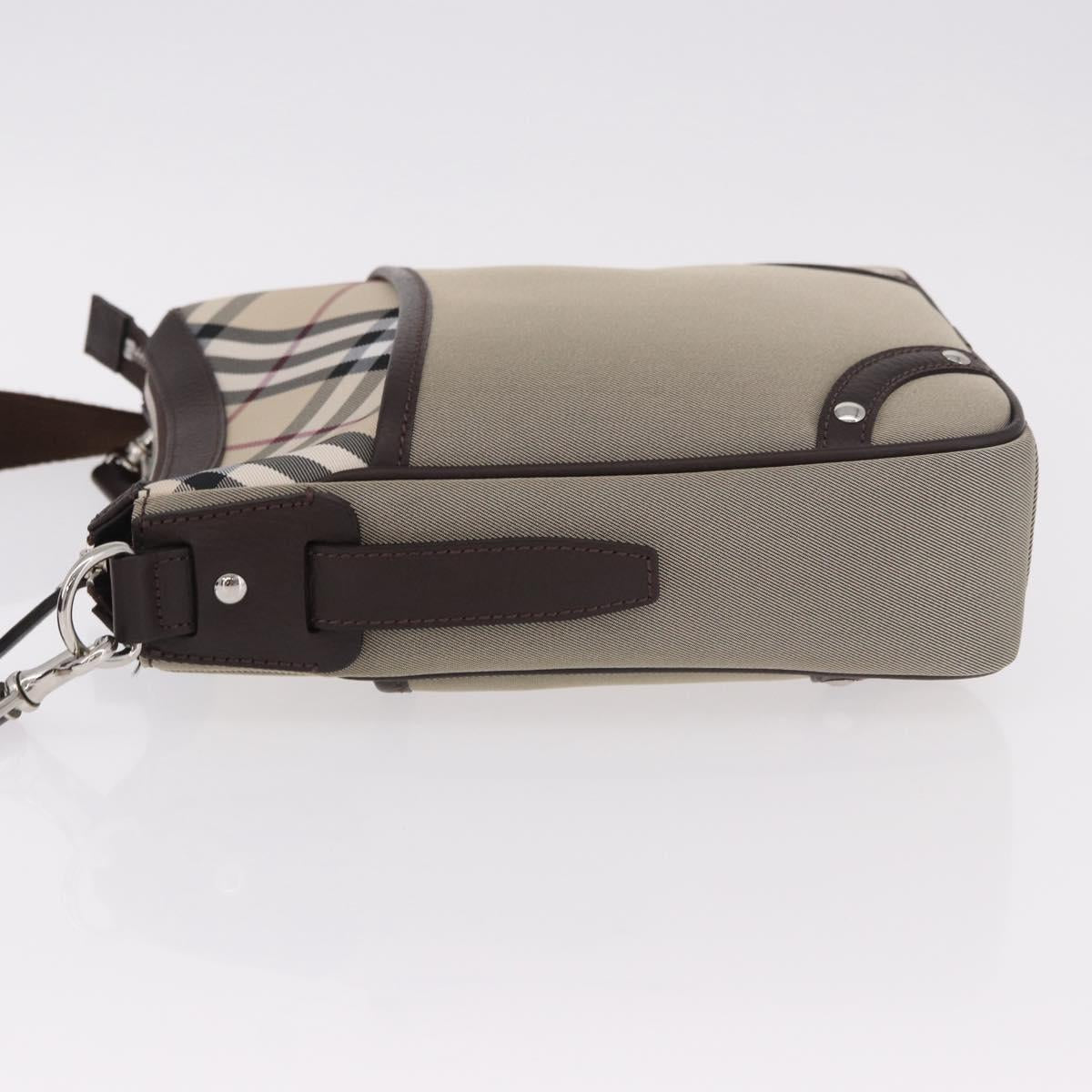 BURBERRY Nova Check Shoulder Bag Canvas Beige Silver Auth 184474A