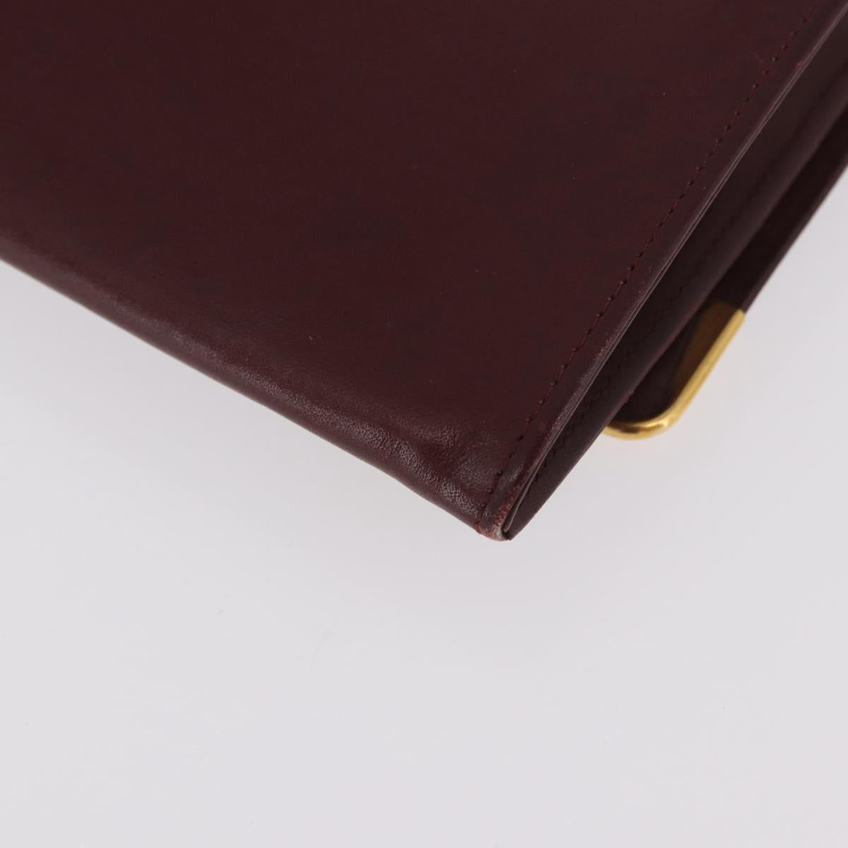 CARTIER Must Line Clutch Bag Leather Bordeaux Gold Auth 184475