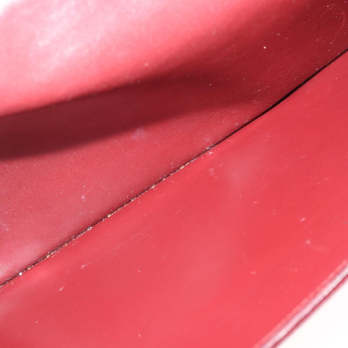 CARTIER Must Line Clutch Bag Leather Bordeaux Gold Auth 184475