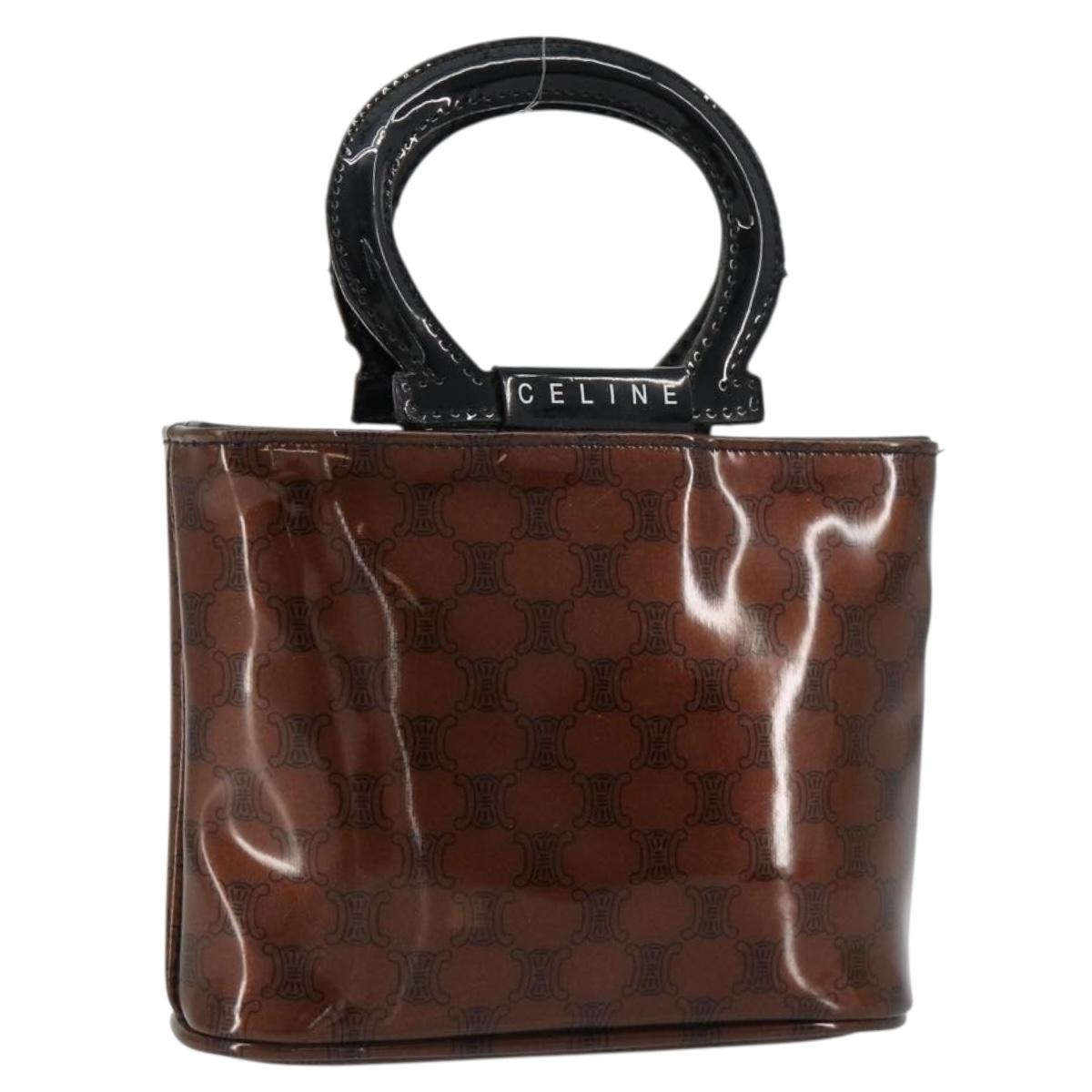 CELINE Macadam Canvas Hand Bag Vinyl Brown Auth 184476