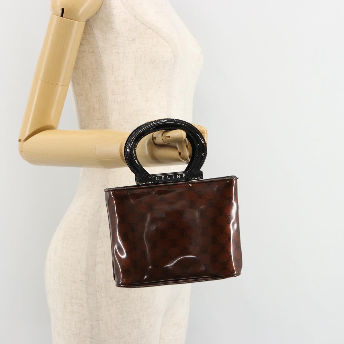 CELINE Macadam Canvas Hand Bag Vinyl Brown Auth 184476
