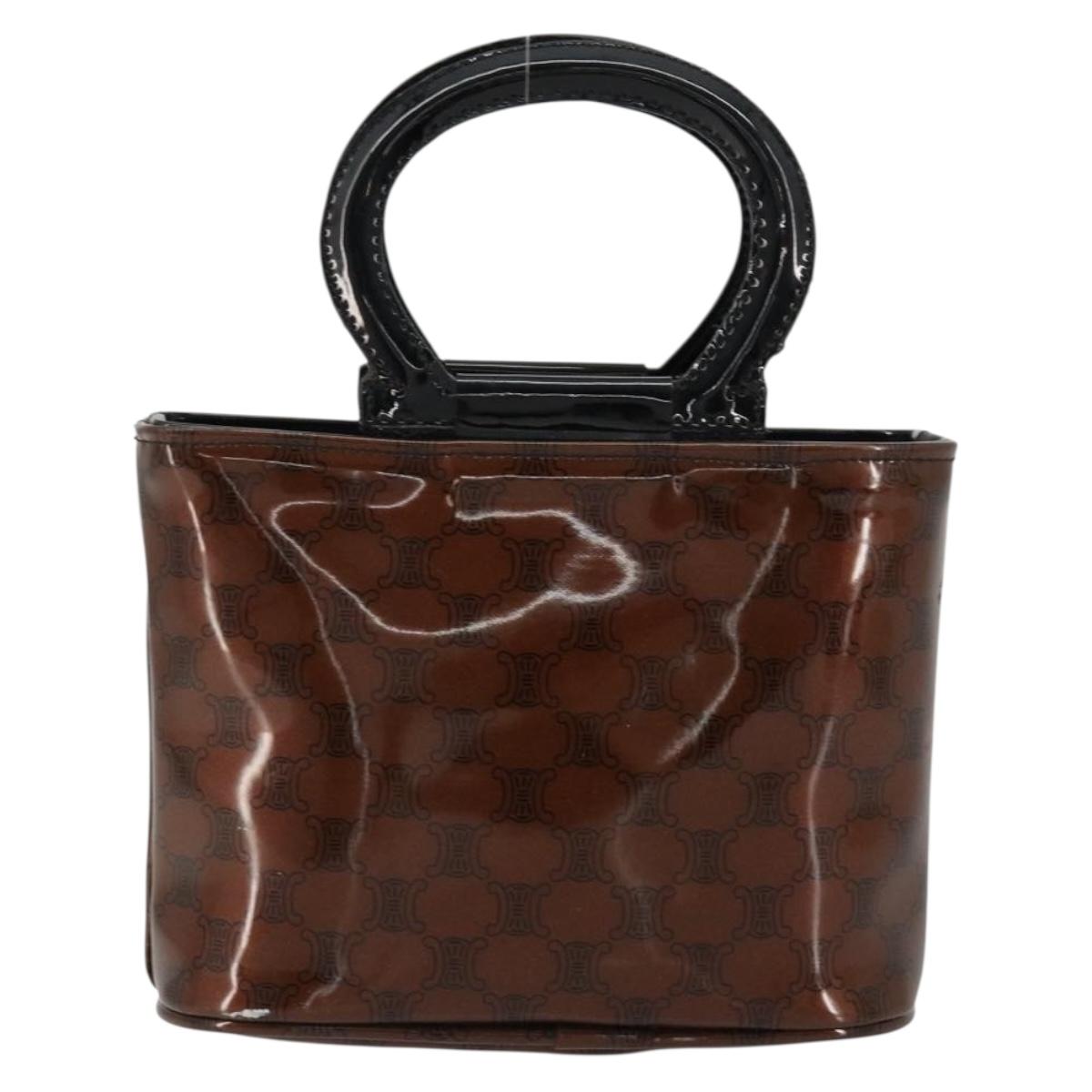 CELINE Macadam Canvas Hand Bag Vinyl Brown Auth 184476
