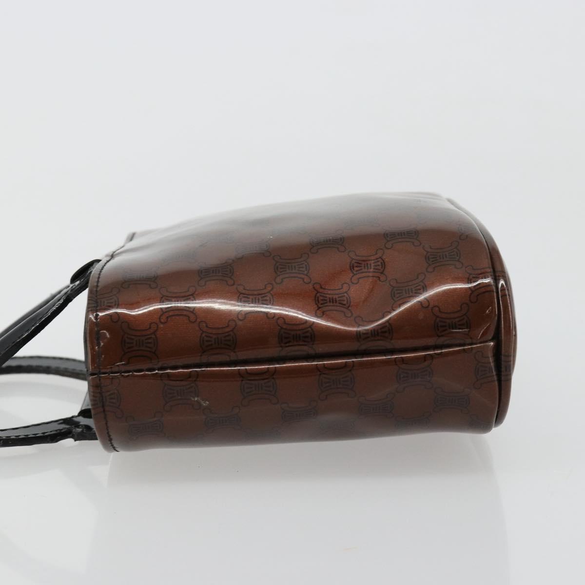CELINE Macadam Canvas Hand Bag Vinyl Brown Auth 184476