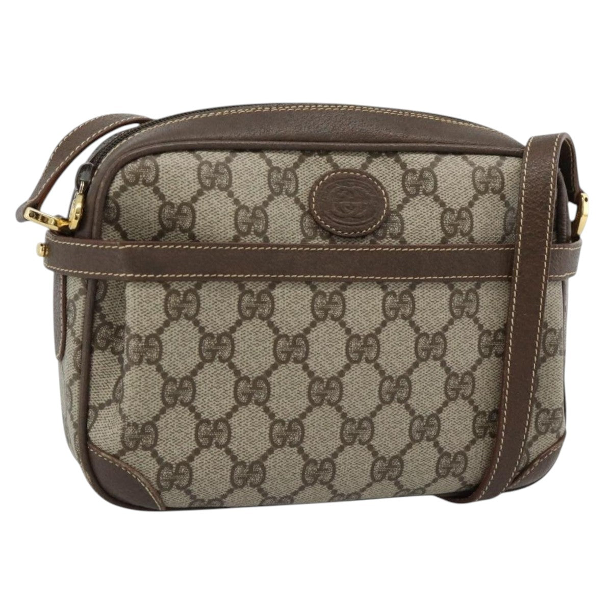 GUCCI GG Supreme Shoulder Bag PVC Beige Gold 007 084 0092 Auth 184480