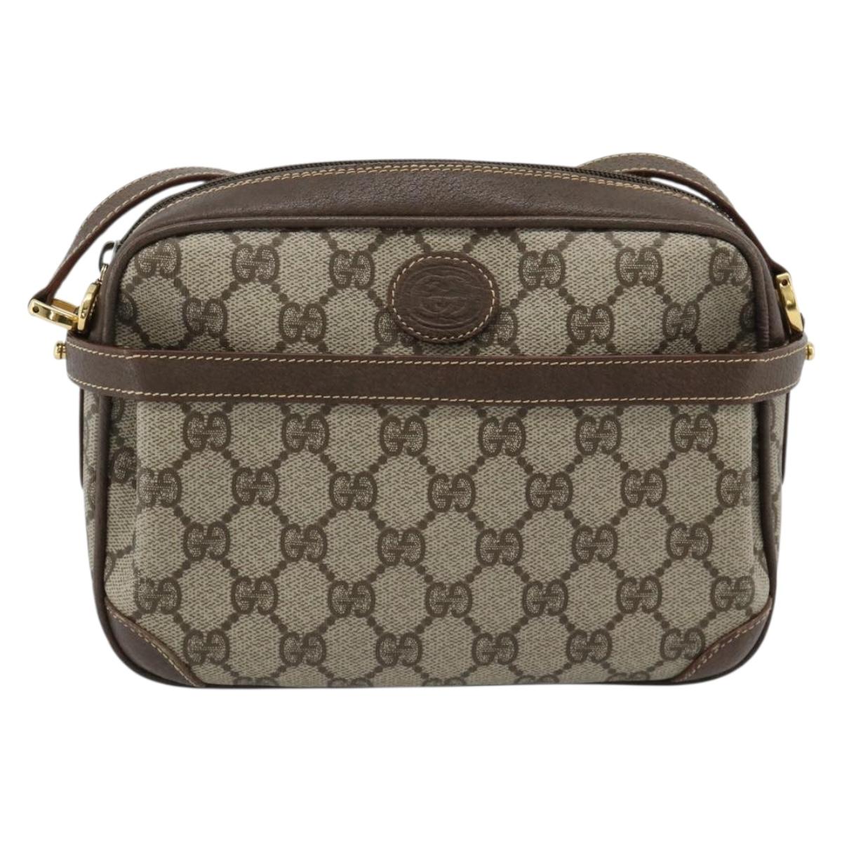 GUCCI GG Supreme Shoulder Bag PVC Beige Gold 007 084 0092 Auth 184480