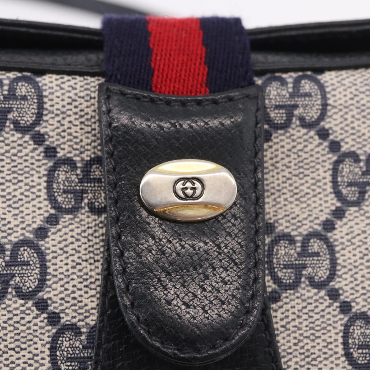 GUCCI GG Supreme Sherry Line Shoulder Bag PVC Navy Gold 10 02 024 Auth 184481