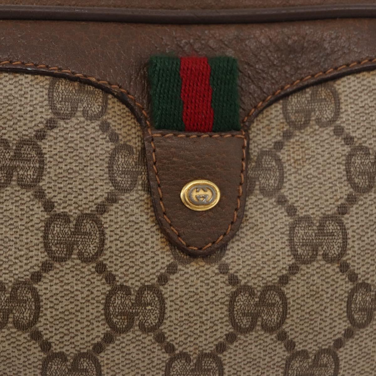 GUCCI GG Supreme Web Sherry Line Bag PVC Beige Gold 89 02 066 Auth 184482