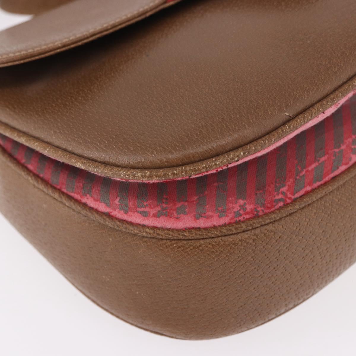 GUCCI Shoulder Bag Leather Gold Brown 72 02 104 Auth 184483