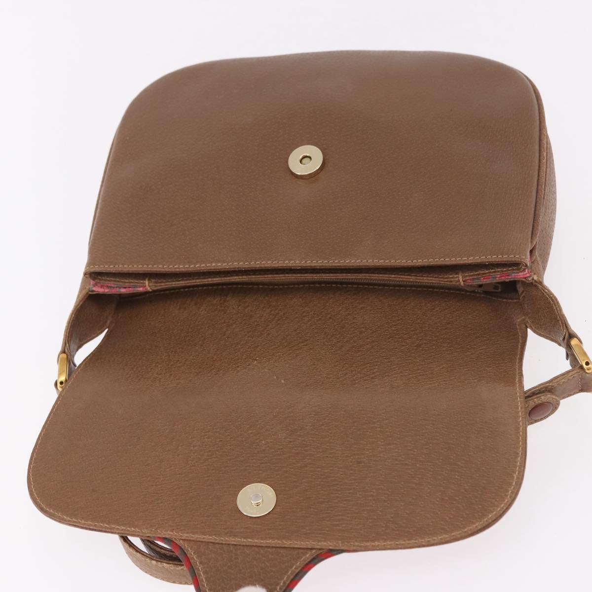 GUCCI Shoulder Bag Leather Gold Brown 72 02 104 Auth 184483