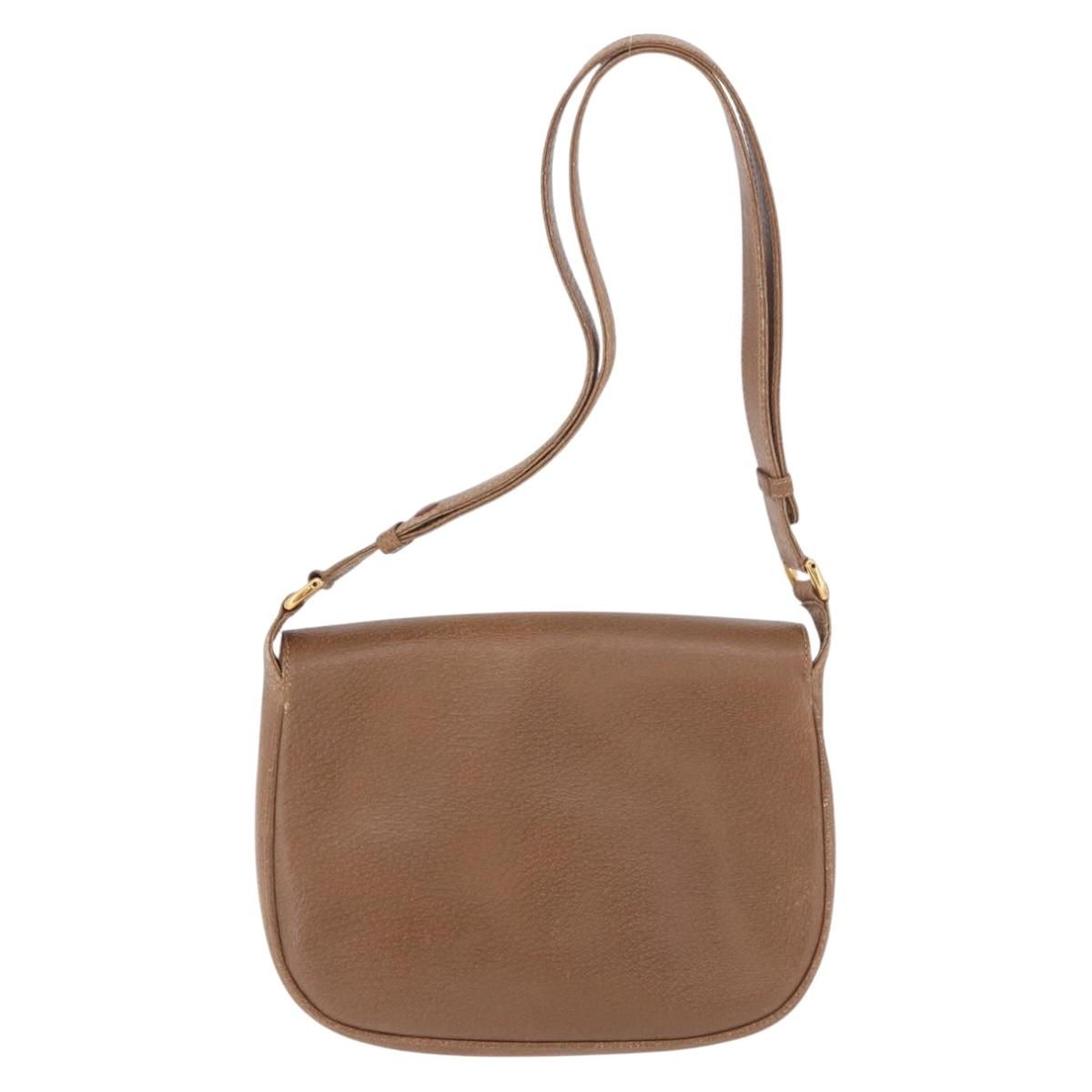 GUCCI Shoulder Bag Leather Gold Brown 72 02 104 Auth 184483