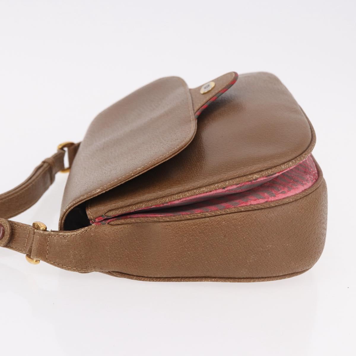 GUCCI Shoulder Bag Leather Gold Brown 72 02 104 Auth 184483