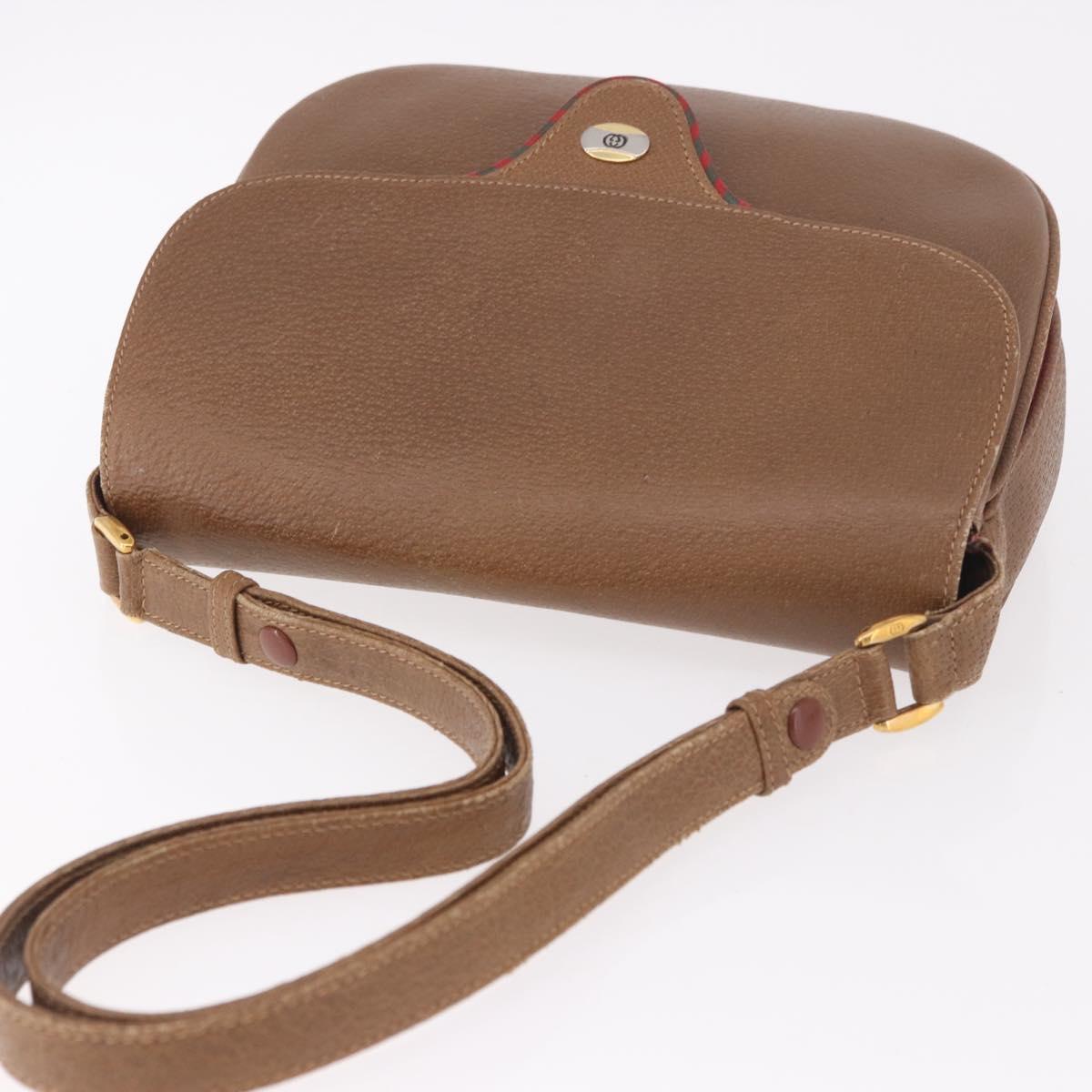GUCCI Shoulder Bag Leather Gold Brown 72 02 104 Auth 184483