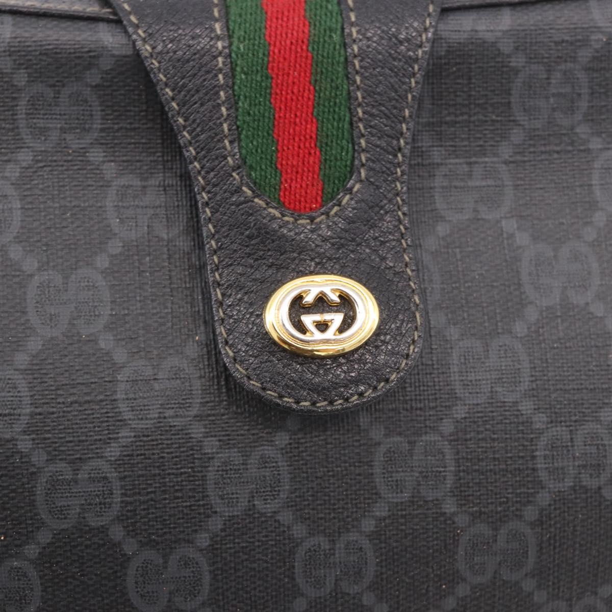 GUCCI GG Supreme Web Sherry Line Bag PVC Black Red 116 02 076 Auth 184484