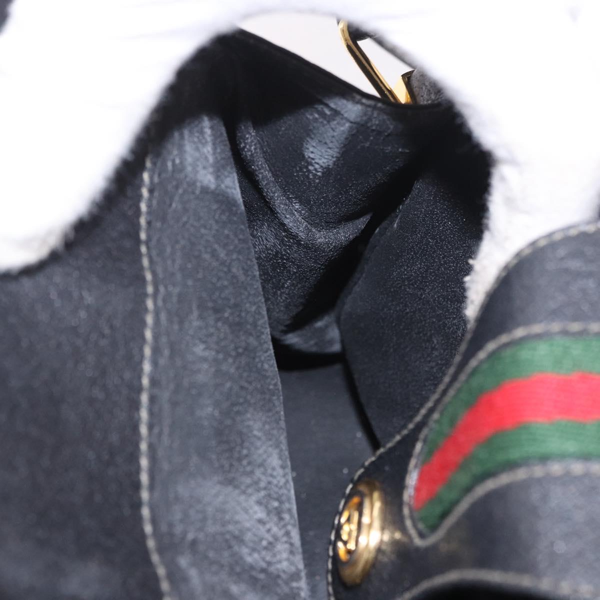 GUCCI GG Supreme Web Sherry Line Bag PVC Black Red 116 02 076 Auth 184484