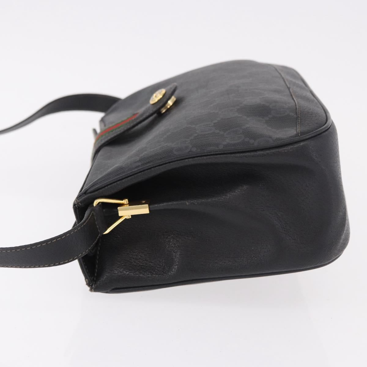 GUCCI GG Supreme Web Sherry Line Bag PVC Black Red 116 02 076 Auth 184484