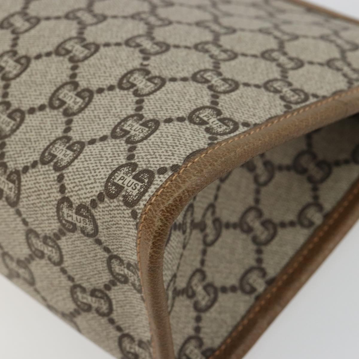 GUCCI GG Plus Supreme Clutch Bag PVC Beige Gold Auth 184487