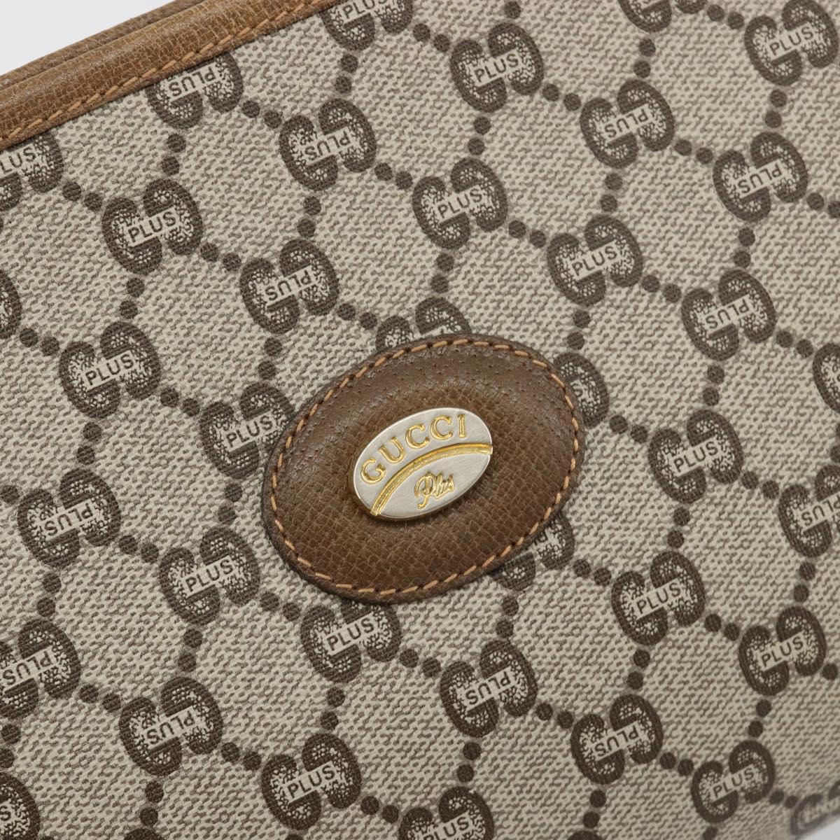 GUCCI GG Plus Supreme Clutch Bag PVC Beige Gold Auth 184487