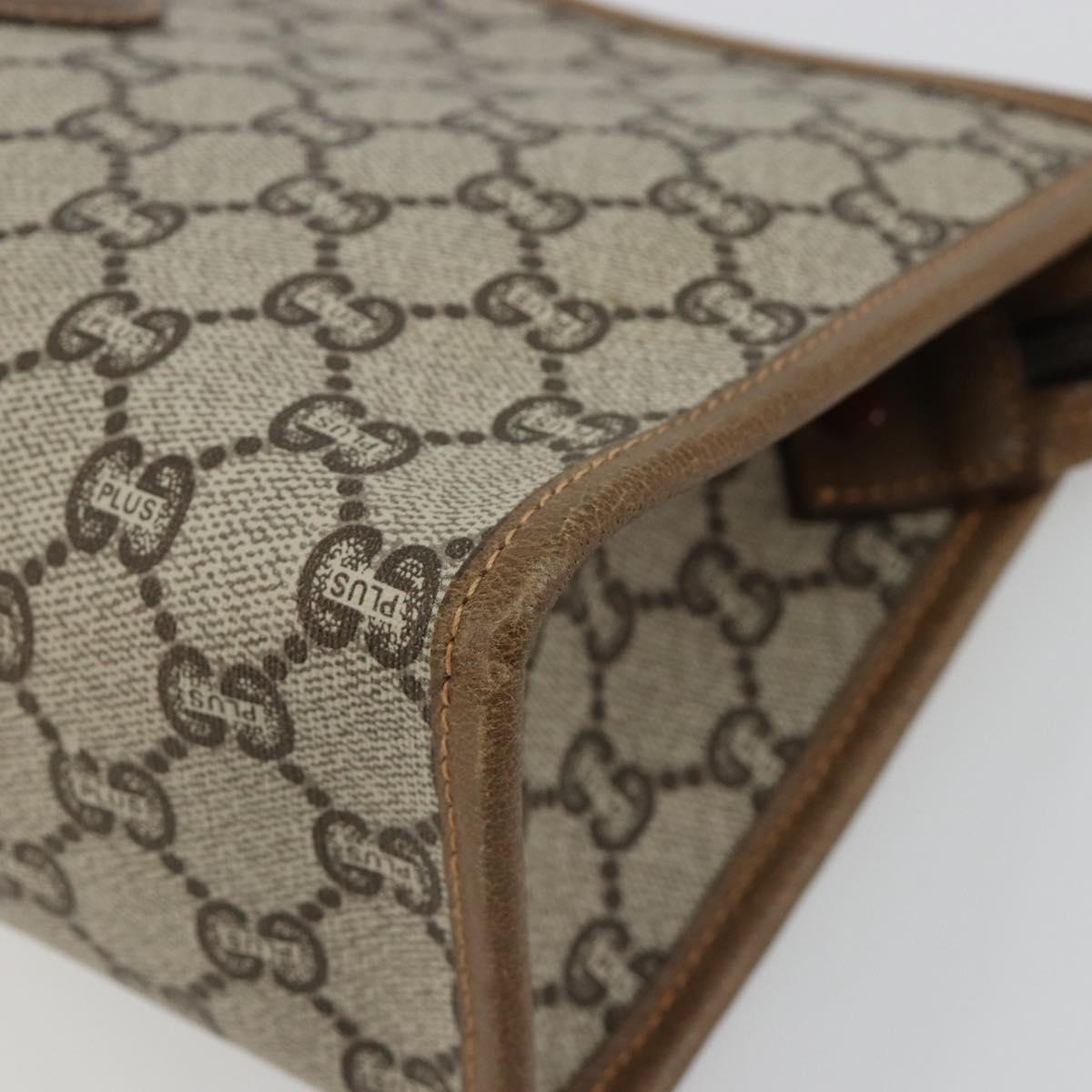 GUCCI GG Plus Supreme Clutch Bag PVC Beige Gold Auth 184487