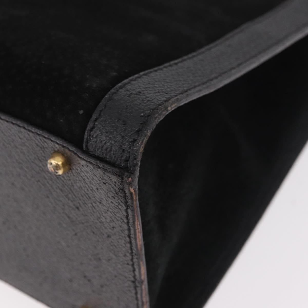 GUCCI Bamboo Hand Bag Suede Black Gold 002 1095 0260 Auth 184488