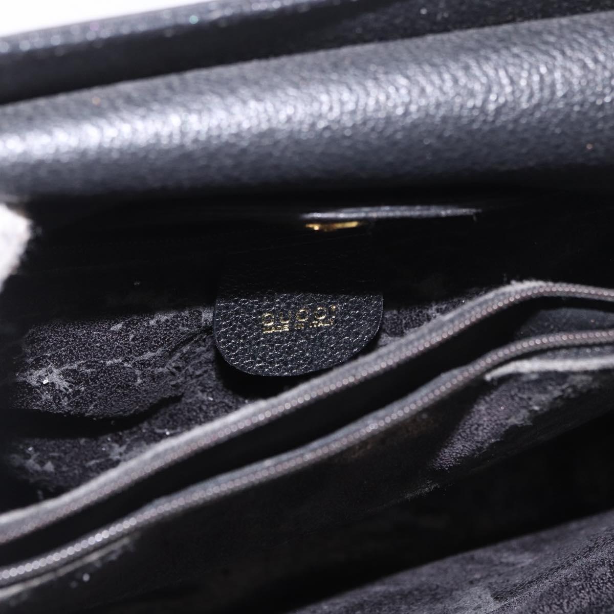 GUCCI Bamboo Hand Bag Suede Black Gold 002 1095 0260 Auth 184488