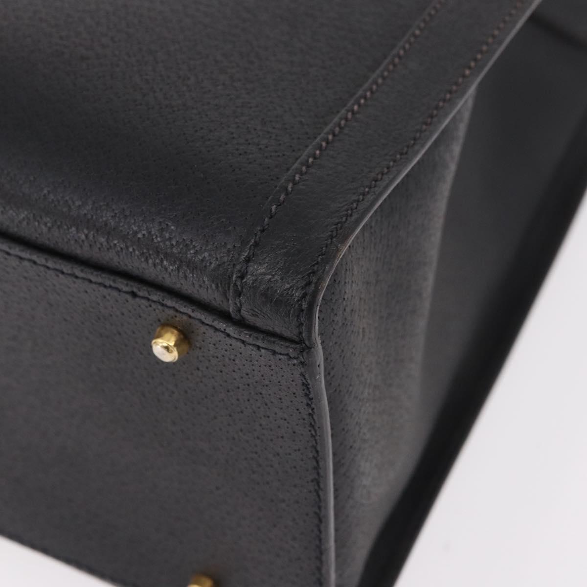 GUCCI Bamboo Hand Bag Leather Black Gold 002 1186 0260 Auth 184490