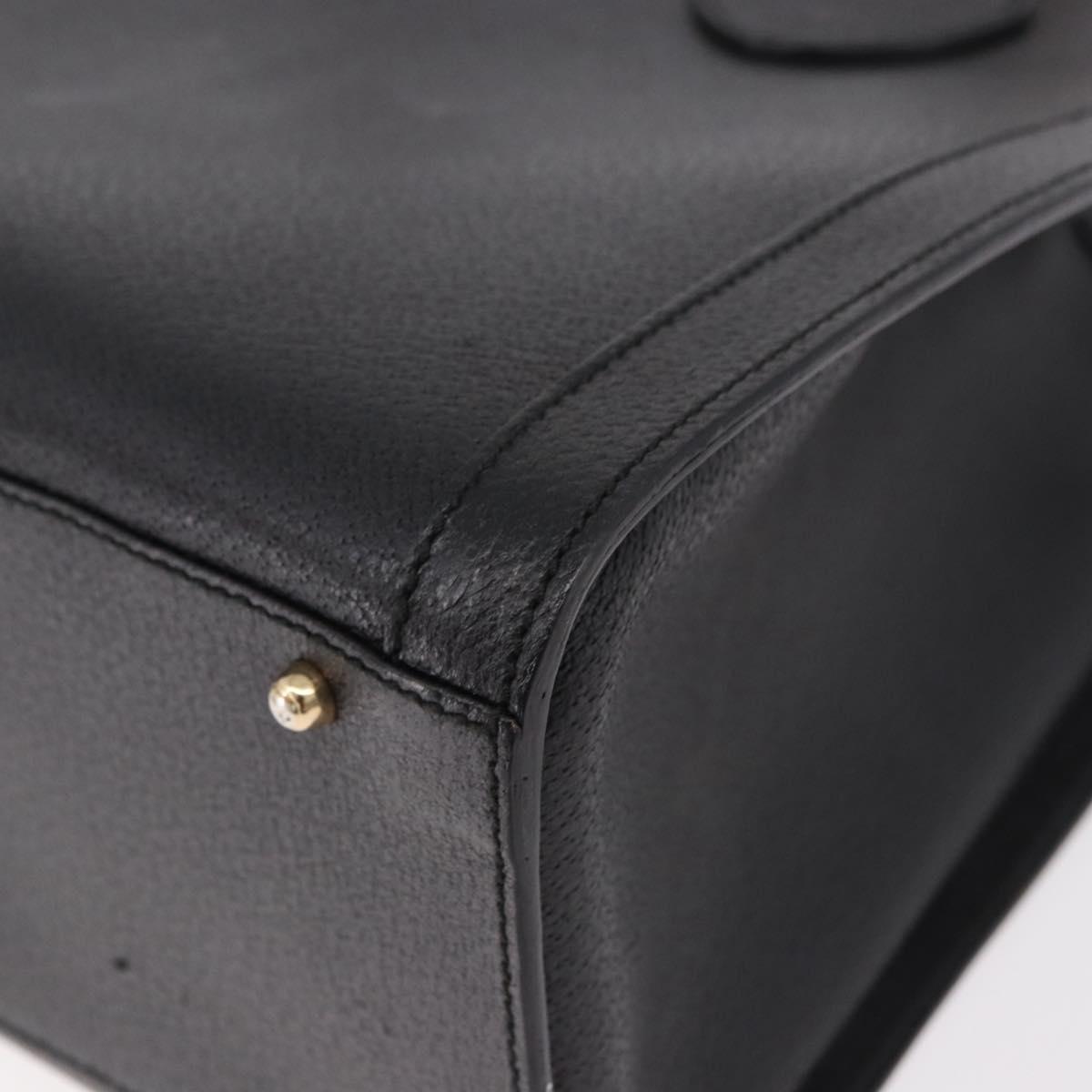 GUCCI Bamboo Hand Bag Leather Black Gold 002 1186 0260 Auth 184491