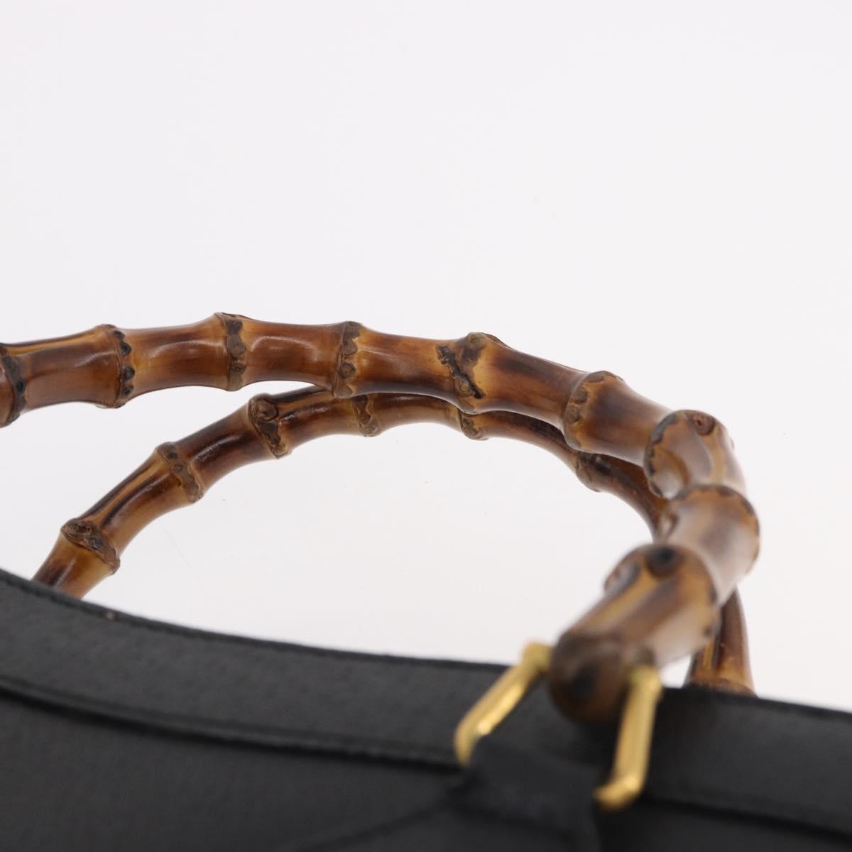 GUCCI Bamboo Hand Bag Leather Black Gold 002 1186 0260 Auth 184491