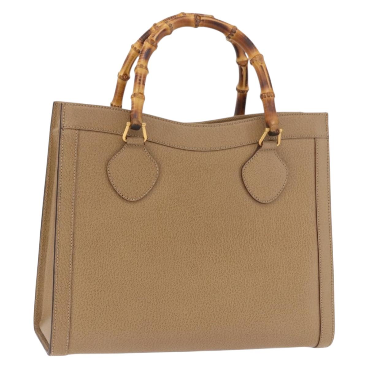 GUCCI Bamboo Hand Bag Leather Brown Gold 002 0260 2615 Auth 184492