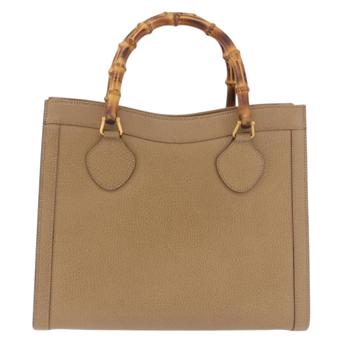GUCCI Bamboo Hand Bag Leather Brown Gold 002 0260 2615 Auth 184492