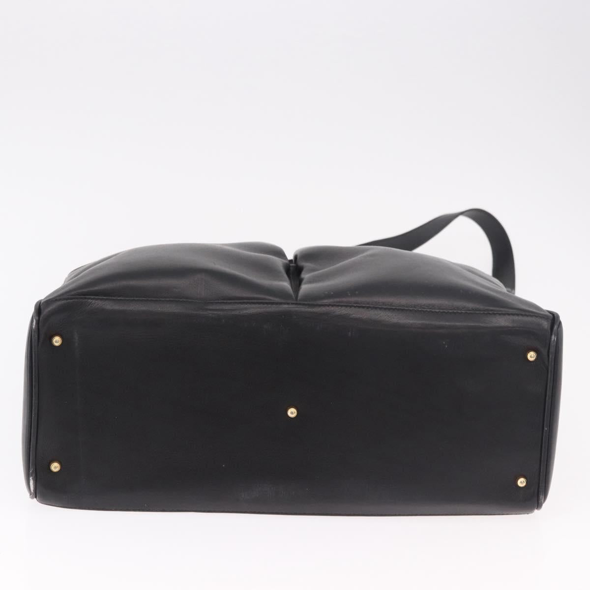 GUCCI Bamboo Hand Bag Leather 2way Black Gold 002 123 0322 Auth 184493